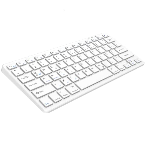 aMZCaSE QWERTZ Kabellose Bluetooth Tastatur für iPad, kompatible mit iPad 10.2/9.7,iPad Pro 11/iPad Pro 12.9,iPad Air/iPad Mini/iPhone, für Windows,iOS,Android (Weiß)