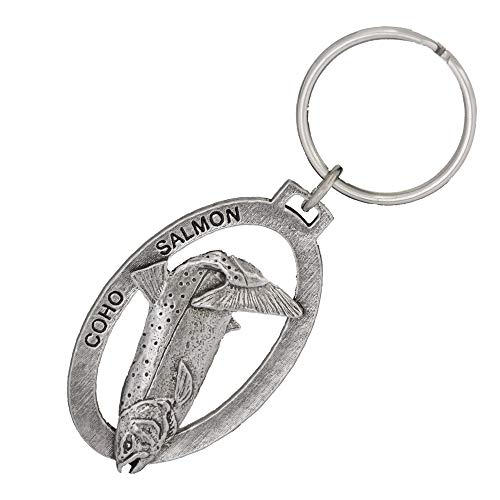 Image of Creative Pewter Designs Coho Salmon Leaping Keychain F048KC, Coho Salmon Leaping Keychain, Pewter Keychain