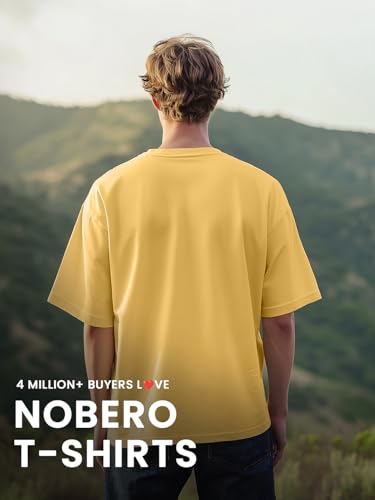 Image of Nobero 100% Cotton Oversized T Shirts for Men Stylish | Oversized Fit | Solid T Shirts for Men 180 GSM Combed Cotton | Round Neck Half Sleeve