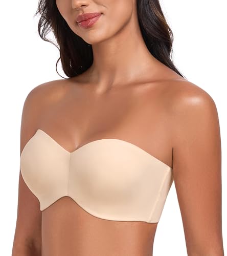 DotVol Women's Plus Size Unpadded Seamless Underwire Bandeau Minimizer Strapless Bra4