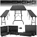 Produktbild tectake® 3-teiliges Gartenmöbel Set, klappbarer Campingtisch mit 2X Bierbank, Balkonmöbel, Garten oder Terrassentisch Set, Bierzeltgarnitur, mit Tragegriffen, 180cm lang (schwarz)