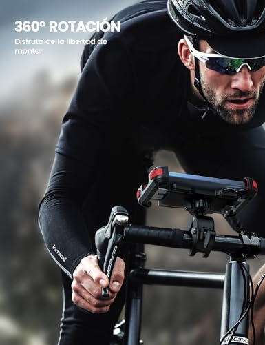 Lamicall Soporte Móvil Bicicleta, Soporte Móvil Moto - 360°Rotación, Liberación con un Botón, Soporte Teléfono Bici para iPhone 17 16 15 14 13 Pro MAX/Plus/Mini, Samsung, 4.7-6.8” Smartphone, Rojo - imagen 2