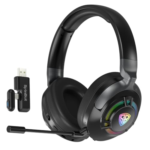 Image of SpinBot Ranger HX700 Tri-Mode Wireless Headphones with ANC & RGB | 20ms Low Latency 2.4GHz + Bluetooth 6.0 & AUX, Detachable Mic, 50mm Drivers, Gaming & Work Headset for PC & Mobile