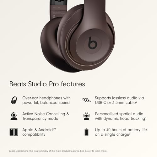 Image of Beats Studio Pro - Premium Wireless Over-Ear Headphones- Up to 40-Hour Battery Life, Active Noise Cancelling, USB-C Lossless Audio, Apple & Android Compatible - Deep Brown