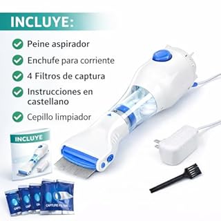 Aspirapolvere per pidocchi professionale, pettine elettrico antipidocchi, aspiratore pidocchi, più efficace di altri pettini e shampoo per pidocchi, rimuove pidocchi e uova, prevenzione delle lendini