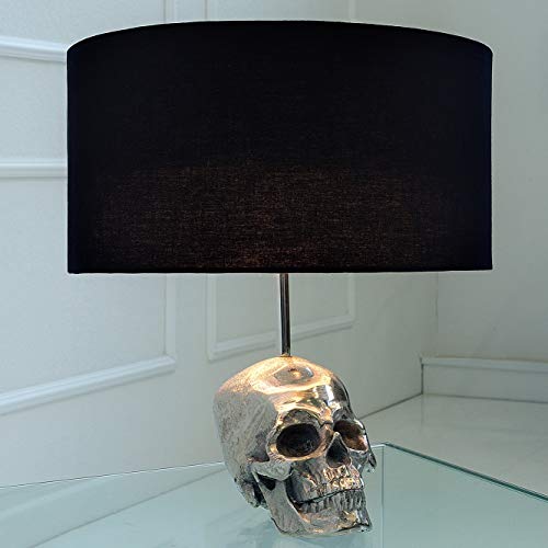 cagü Design Tischlampe Totenkopf KIDD Schwarz Silber aus Aluminium 44cm Höhe Cover
