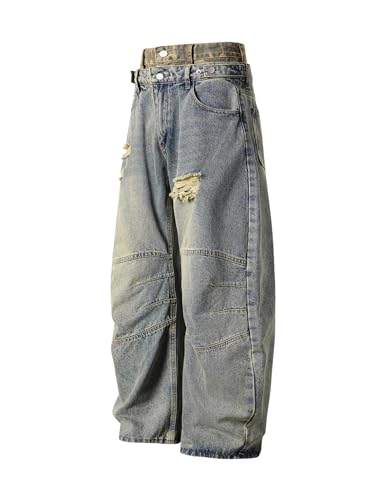 Aelfric Eden Womens Baggy Wide Leg Jeans Camo Double Waist Casual Streetwear Retro Washed High Waisted Denim Pants Trouser3