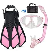 GoOsprey Snorkeling Gear for Kids with Panoramic Snorkling Mask+Foldable Dry Snorkel+Adjustable F...