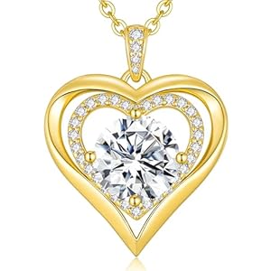 CDE Collar para mujer de plata 925, cadena para mujer, colgante de corazón de moissanita, regalo para mujeres, Navidad, día de San Valentín, día de la madre