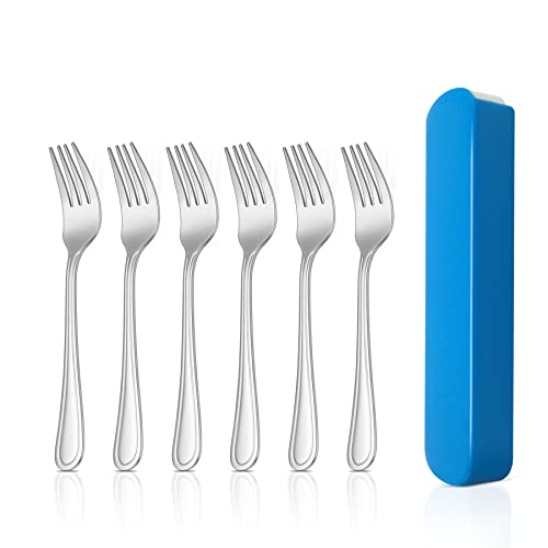 HaWare Kids Fork, 6 Pcs Small Stainless Steel Toddler Children Fork Set with Cutlery Case for Kids’ Self Feeding, Cute Adult-Look& Mirror Finish, Dishwasher Safe