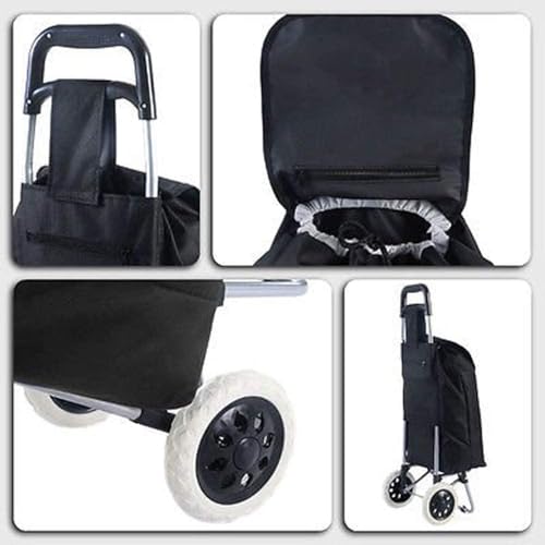 Image of Foldable Shopping Trolley Bag with Wheels Shopping Vegetable Trolley Multi-Purpose Grocery Bag Travel Luggage Cart Large & Lightweight Large Capacity & Easy to Carry Removable Bag (Pack of 1)