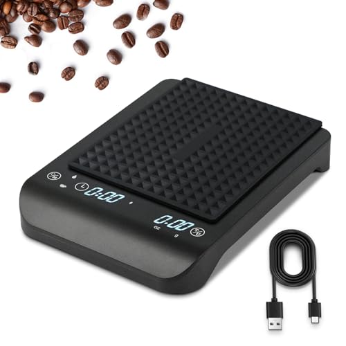 Coffee Scale with Timer,USB Rechargeable 1g/3kg High Precision Accurate Coffee Scale for Drip Espresso and Pour Over Coffee with Auto Tare,Touch Sensor and Silicone Cover (6.6 lbs/3 kg)