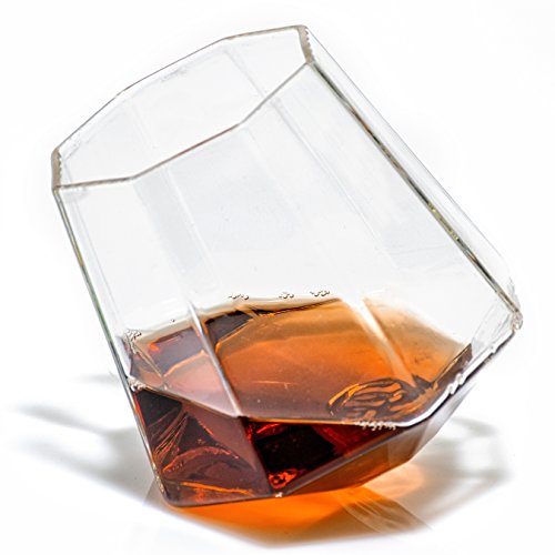 Diamond Whiskey Glasses - Rocks Glass for Rum, Tequila, Scotch Glasses - Whiskey Gifts - 10oz Cocktail, Lowball, Old Fashioned Glass (Set of 2) Unique Bar Decor & Bourbon Gifts by Prestige Decanters