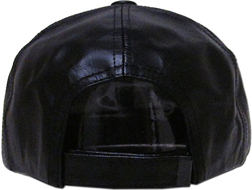 Leather-Bbcap Blk Genuine Leather Flat Bill Baseball Hat Cap - Made In Usa #TOP4