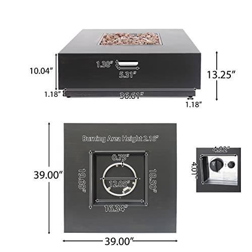 Christopher Knight Home Sidney Outdoor 40-Inch Square Fire Pit With Tank Holder, Brushed Brown #TOP6