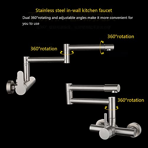 Grifo de cocina de acero inoxidable monomando con brazo de pared 2