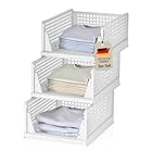 Ally Maison® Schrank Organizer 3er Set (Faltbar & Stapelbar) – Kleiderschrank Organizer Boxen, platzsparende Aufbewahrungsbox aus Kunststoff – für Schrank, Bad, Küche & Büro geeignet – weiss