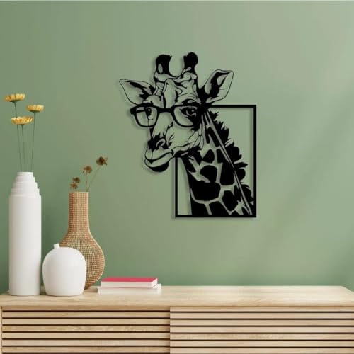 Image of Saifix Giraffe Metal Wall Art | Tall Vertical Wall Hanging for Home & Cafe Decor | Elegant Laser Cut Steel Animal Artwork | Rust-Proof Matte Powder Coated Finish