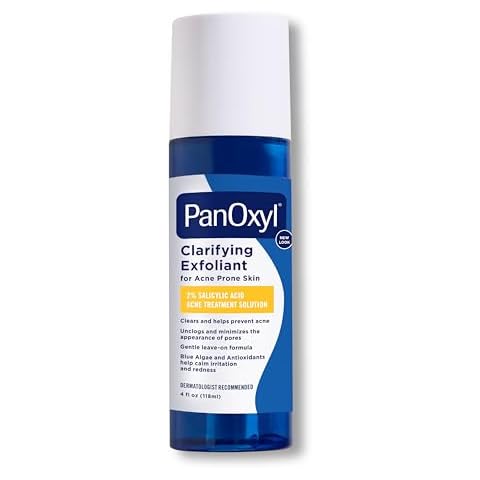PanOxyl Clarifying Exfoliant with 2% Salicylic Acid, BHA Liquid Exfoliant for Face, Unclogs and Minimizes Appearance of Pores, Blue Algae & Antioxidants Help Calm Redness, For Acne Prone Skin, 4 fl oz Cover