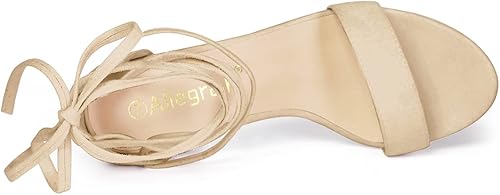 Vista 4 de Allegra K - Sandalias de tacón alto con cordones para mujer