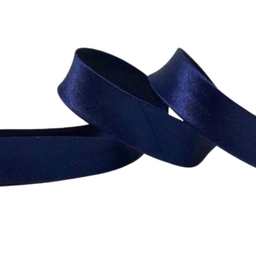 Plush Addict Single Fold Satin Bias Binding Tape for Sewing, Edging, Stitching, Hemming, Trimmings, Accessories, Outfits and Crafts - Navy - 18mm Wide x 5 Metre — image 1