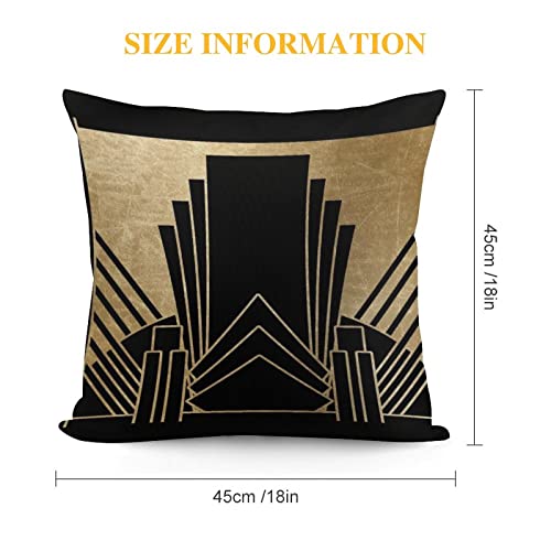 Rurals Art Deco Design Black Gold Decorative Pillow Covers Cozy Soft Throw Pillowcase Square Couch Cushion Cover For Home Decor Sofa Living Room Bed Car 18X18 Inch #TOP1