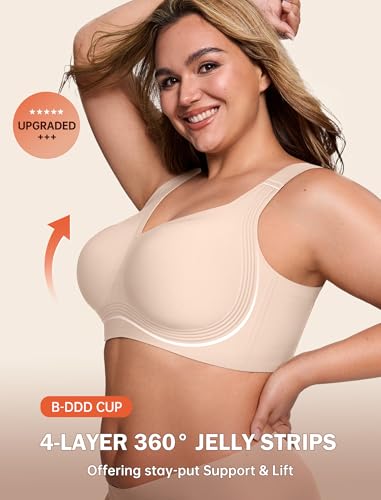 Image of LetsJoli Bras for Women Supportive Wireless Push Up Bra Full Coverage No Underwire Seamless Plus Size for Older Women