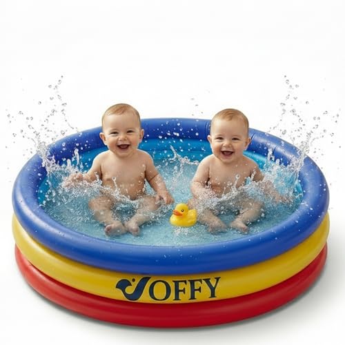 Image of Inflatable Baby Swimming Pool 3 Ft, Rainbow Kids Splash Pool with Laminated Durable PVC, Toddler Pool for 4-5 Year Kids, Backyard Garden Indoor Outdoor Summer Water Play (No Air Pump Included)