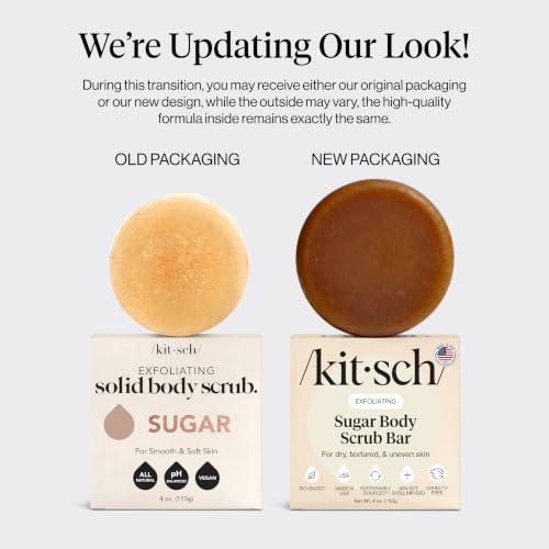 Kitsch Exfoliating Sugar Body Scrub Bar Soap – Polishing Soap Bar with Granules, Walnut Shell & Coconut Oil – Hydrating Exfoliating Body Scrub for Smooth, Glowing Skin Care – Made in the USA - 4 oz - Image 4