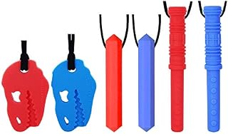 Chew Necklace by GNAWRISHING - 6-Pack （ Dinosaur, Diamond and Cylinder）- Perfect