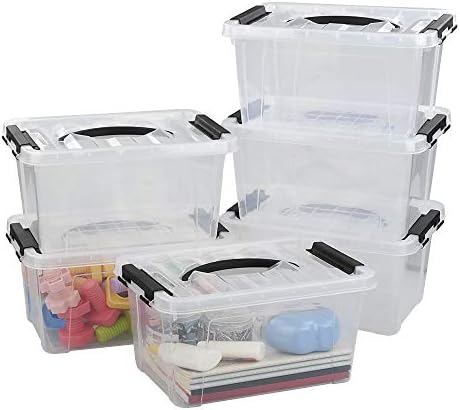 Qqbine 8 L Plastic Clear Storage Box, Pack of 6