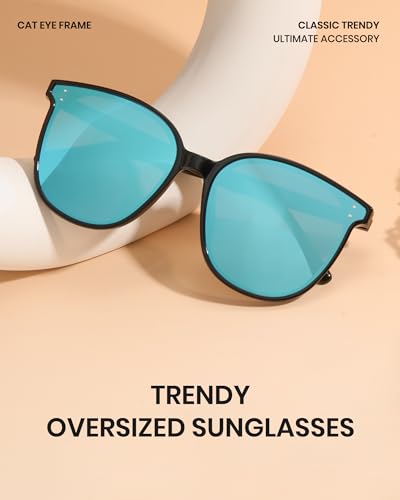 Image of Cyxus Oversized Cat Eye Sunglasses for Women Polarized Lens UV Protection for Beach Music Festivals Shopping 1902