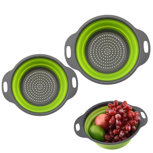Colador de silicona plegable (2 piezas), apto para lavavajillas.