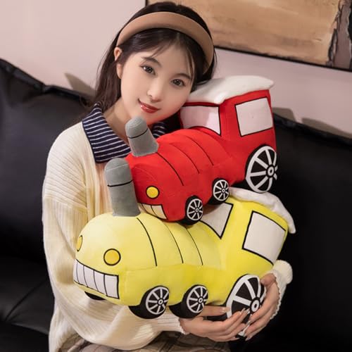 Image of ELAINREN Simulation Red Train Stuffed Pillow Cuddly Plush Locomotive Pillow Soft Plushie Choo-Choo Excellent Gifts /13.7Inch