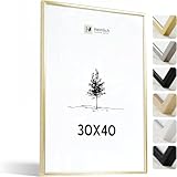 Heimlich® - Marco para fotos - 30 x 40 cm, dorado - Marco grande para diplomas con lámina de plástico - Solo para montaje en pared