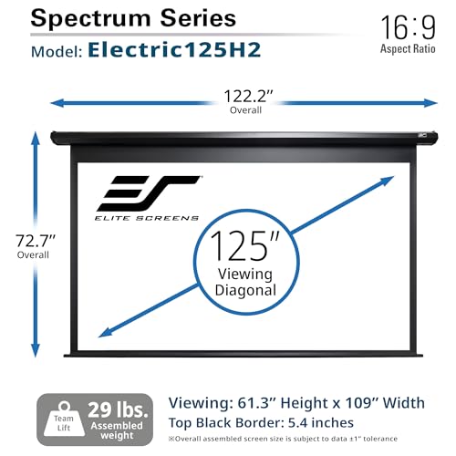 Image of Elite Screens Spectrum RC1 Remote, 125-INCH Diag 16:9, Motorized Projection Screen Movie Home Theater 4K /8K Ultra HD Ready Drop Down, ELECTRIC125H2, Black Case