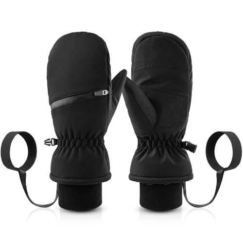 Braventure Kids Waterproof Winter Gloves: Warm Windproof Ski Gloves with Hand Warmer Pocket for Aged 12-14