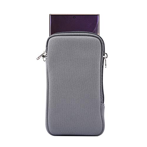 Image of Neoprene Phone Sleeve Pouch Case for Samsung Galaxy S25 Ultra S24 Ultra S25+ S24 FE S23 FE S21 FE /Plus, A15 A36 A35 A56, iPhone 16 15 14 13 Pro Max 15 Plus (Grey-L)