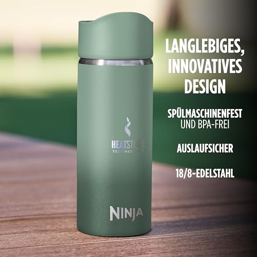 Ninja 400 ml Sip Perfect Trinkflasche für Heißgetränke, BPA-frei, spülmaschinenfest, Thermosflasche, Grün, DW1603EUUKGN 6