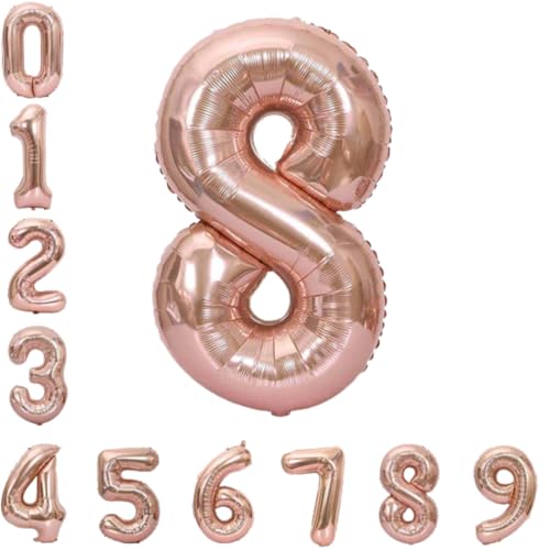Image of Wanna Party Numerical 8 Rose Gold Balloon for Birthday and Anniversary Party | Number Foil (40inch)