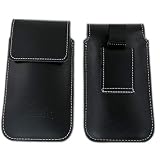 handy-point Flap Universell 4'' - 5,1'' Smartphones, Gürteltasche mit Gürtelschlaufe aus Echtleder, Tasche für Gürtel Handytasche, Schlaufe, Befestigung für den Hosengürtel, Ledertasche, Lederhülle, Leder, für iPhone 6, 6S, Samsung Galaxy A3 2016, S3 Neo, S5 Neo, S6, S6 Edge, S7, Huawei P8 Lite...schwarz