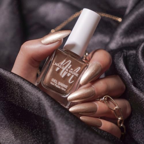 Image of Nails & More Metallic Gold Nail Polish, Argan Oil-Infused Gel Shine, Rich Metallic Gold Nails, High-Shine Finish | 10ml