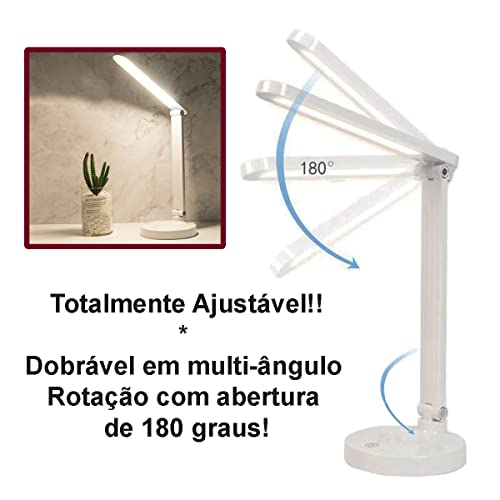 Luminária LED Touch Recarregável USB Multifuncional Com 3 Níveis De Controle De Luz Proteção Para Os