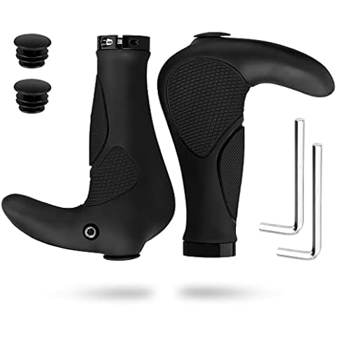 Simpeak Bicycle Handlebar Grips Ergonomic, Bike handle with Bar Ends Horns Rubber Comfortable Protector for BMX MTB (Suitable for 22.2mm) Cover