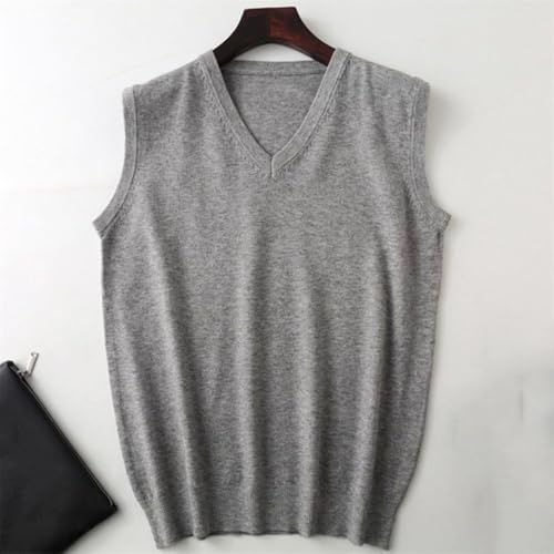 Men's Sleeveless V-Neck Sweater Vest Loose Fit Knitted Waistcoat Solid Color Lightweight Pullover for Men2