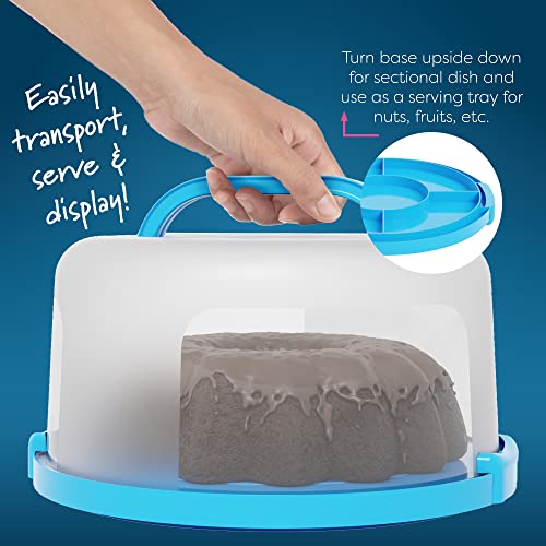 Cake Cupcake Carrier With Lid And Handle + Cake Stand Plate With Dome | 10" Round Cake Container Holder With Cover | Plastic Pie Carrier Cake Storage Container | Bunt Keeper Platter Tray For Transport #TOP2