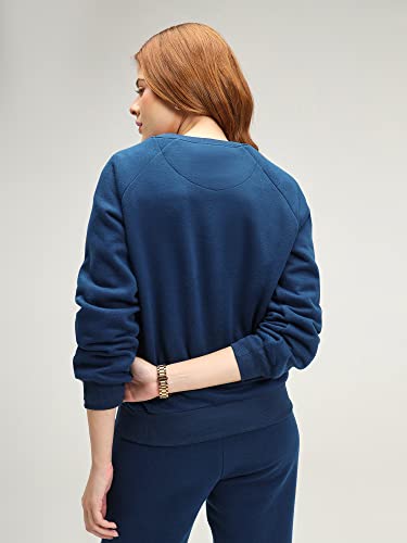 Image of CAVA Essential Sweatshirt for Women | Brushed Fleece, Round Neck, Full Sleeves, Ribbed Cuffs, Embroidery Detail | Cozy Loungewear & Travelwear