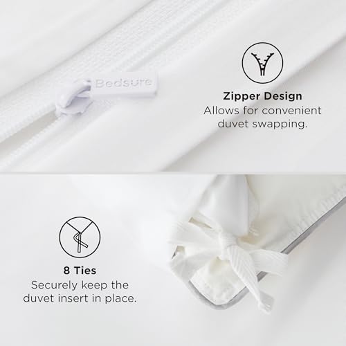 Bedsure Silky Cooling Duvet Cover King Size - Lightweight 100% Rayon Derived from Bamboo Comforter Cover Set for Hot Sleepers, Breathable & Moisture-Wicking Bedding Set, Pure White