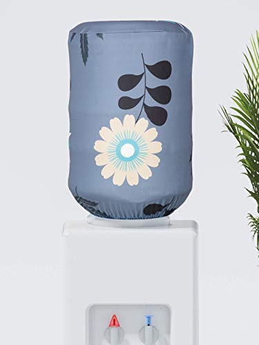 Image of Cortina Printed Water Can Cover | Dispenser Bottle Protector | Polyester Material | Elastic Closure | Environmental Friendly | Digitally Printed | 45cm x 42cm x 43cm | 20 Lts | 2Pc | Blue & Grey