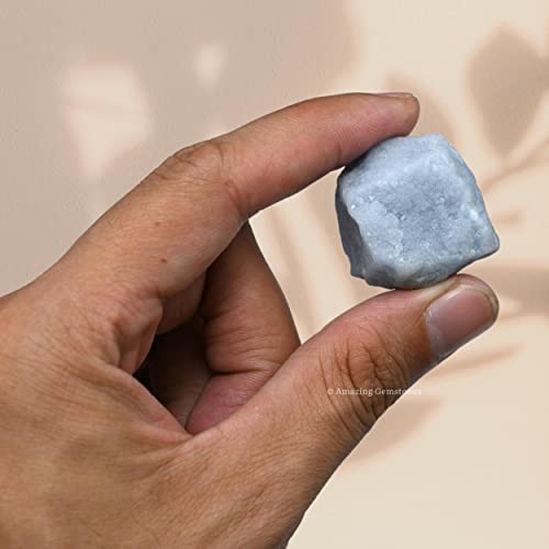 Image of Amazing Gemstone Angelite Raw Crystals and Healing Stones, Natural Rocks for Tumbling - DIY Raw Stones and Crystals, 2 Pieces